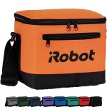 Premium Two Tone Insulated 6 Pack Cooler Bag w/ Front Pocket & Back Mesh Pocket (9" x 6.5" x 6") with Logo