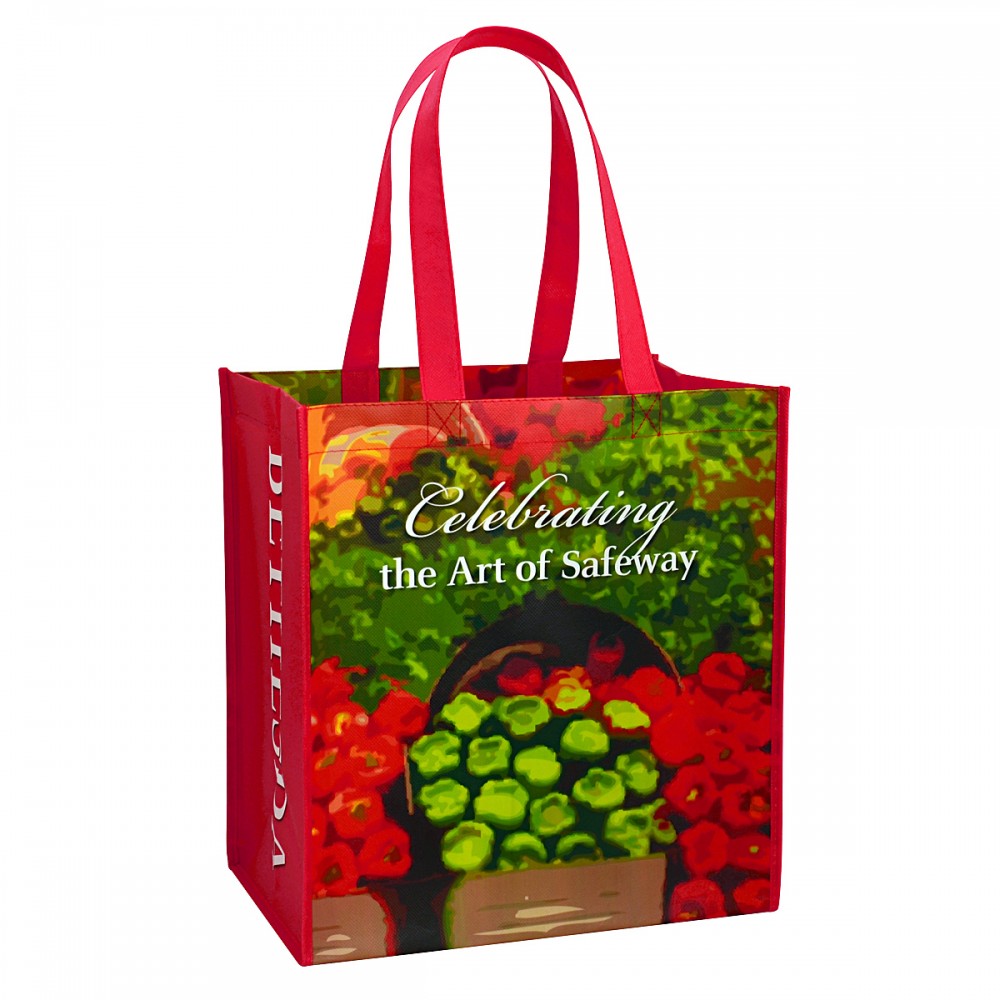 Logo Branded Custom 140g Double Laminated Non-Woven PP Tote Bag 12.5"x13.5"x8"