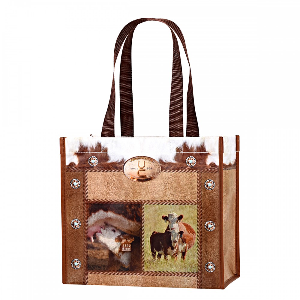 Personalized Custom Full-Color Laminated Non-Woven Promotional Tote Bag12"x10.5"x6.25"