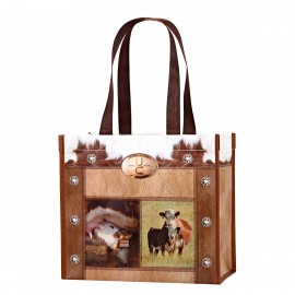 Personalized Custom Full-Color Laminated Non-Woven Promotional Tote Bag12"x10.5"x6.25"