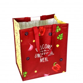 Personalized Custom 145g Laminated Woven Insulated Grocery Cooler Bag w/Velcro Closure 13"x15"x10"
