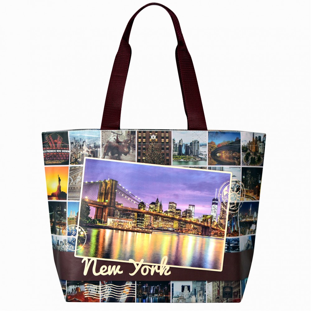 Full-Color Double Layered Laminated Non-Woven NY Travel Bag 20"x14"x6". with Logo