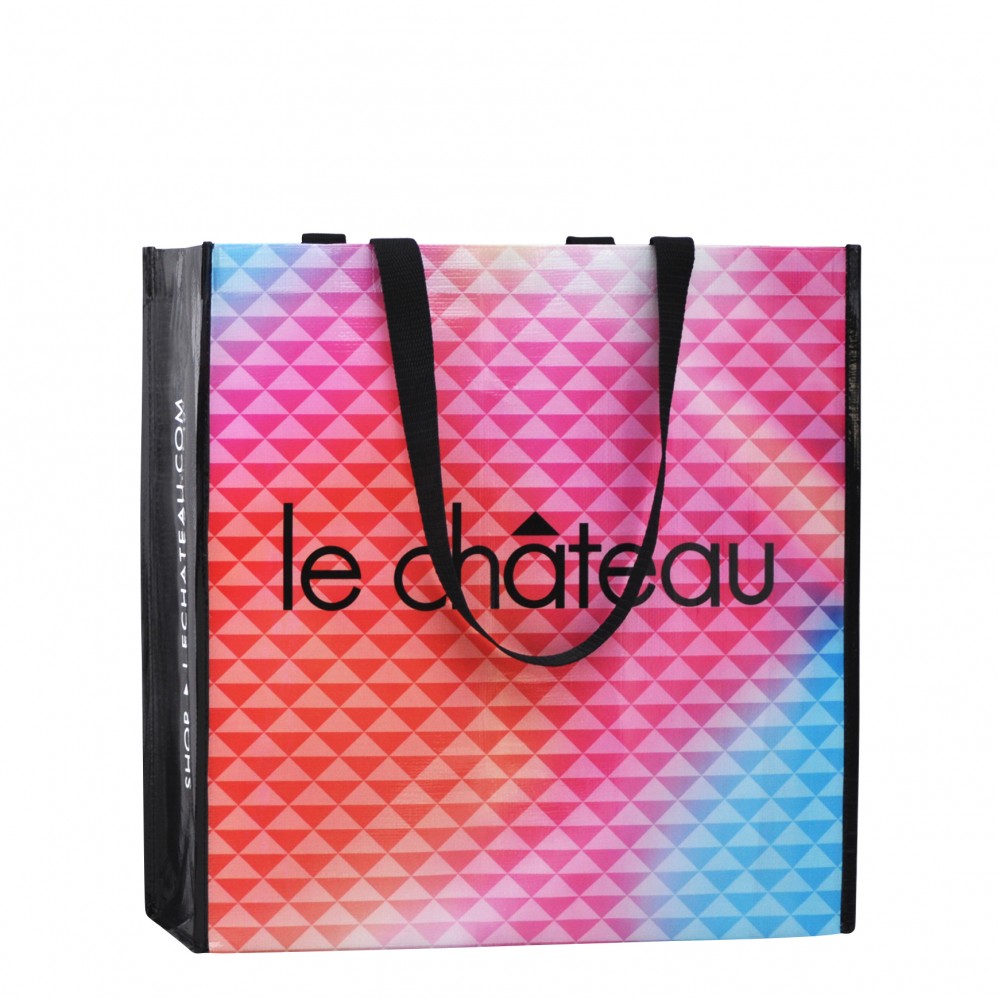 Custom 185g Laminated Woven PE Tote Bag 15"x16"x6" Custom 185g Laminated Woven PE Tote Bag 15"x16"x6"