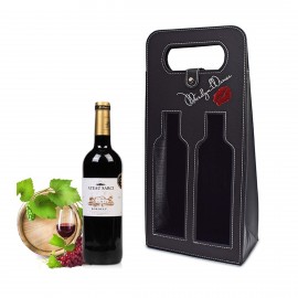 2 Bottles Package Leather Protection Wine Carrying Tote Bag with Logo  2 Bottles Package Leather Protection Wine Carrying Tote Bag with Logo