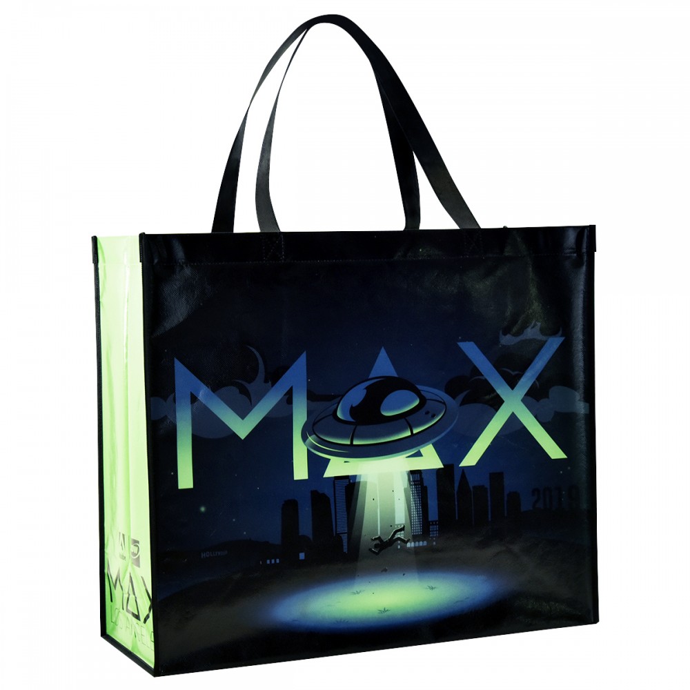 Custom Full-Color Laminated Non-Woven Promotional Tote Bag 20"x17"x8" with Logo