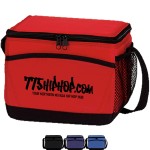 Logo Branded Premium Insulated 6 Pack PEVA Lunch Cooler Bag w/ Front Pocket & Side Mesh (8.5" x 6.5" x 5.75")