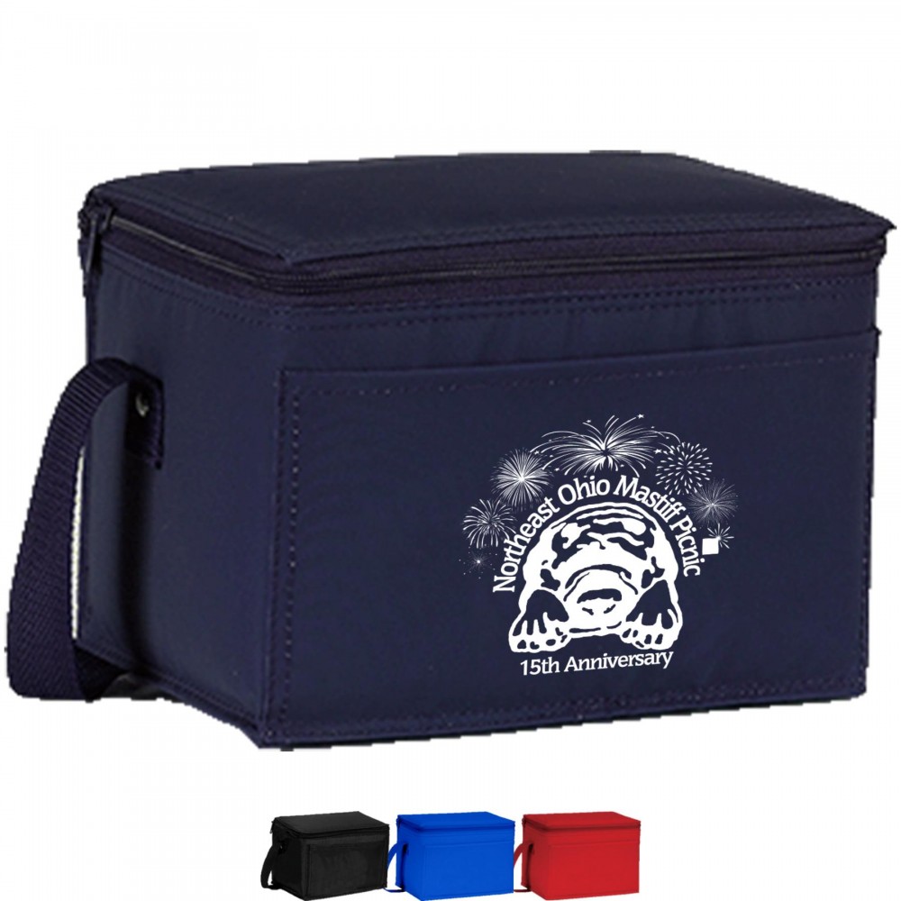 Premium Insulated 6 Pack PEVA Cooler Bag w/ Front Pocket (8.5" x 6.25" x 6") with Logo