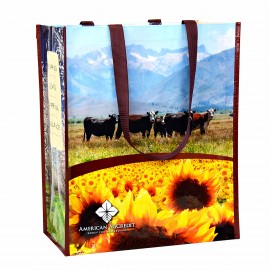 Customized Custom Full-Color 145g Laminated Woven Grocery Bag 14"x17"x8"