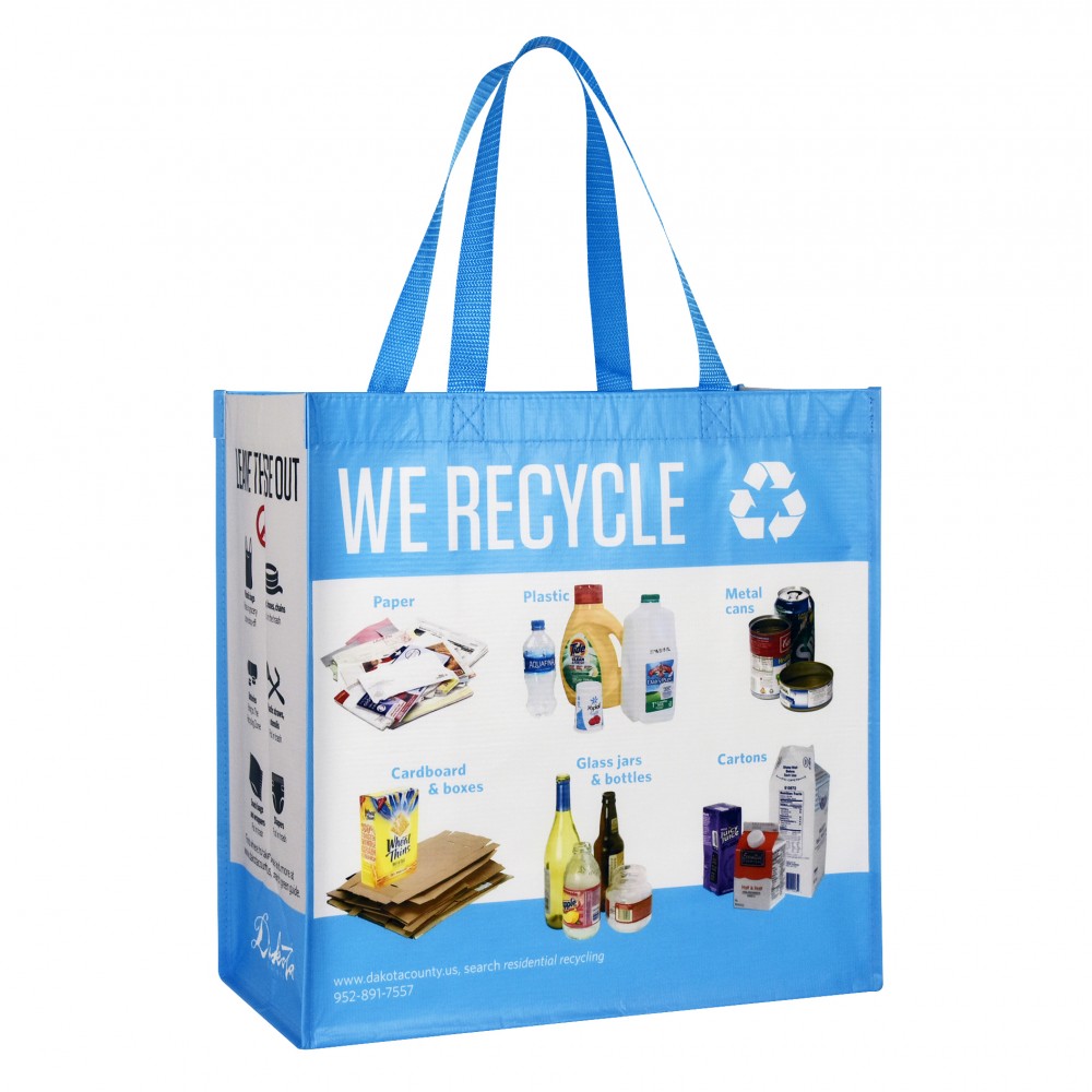 Logo Branded Custom Full-Color 150g Laminated RPET (recycled from plastic bottles) Recycling BagÂ 15"x15"x8"
