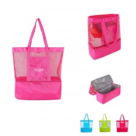 Mesh Tote Insulated Cooler Beach Bag with Logo