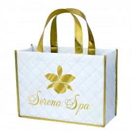 Promotional Custom 200g Laminated Non-Woven Quilted Tote Bag 13"x10"x5"  Promotional Custom 200g Laminated Non-Woven Quilted Tote Bag 13"x10"x5"