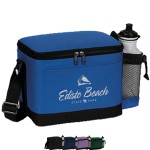 600D Insulated 6 Pack Cooler Bag w/ Side Mesh Pocket (9" x 6.5" x 6") with Logo
