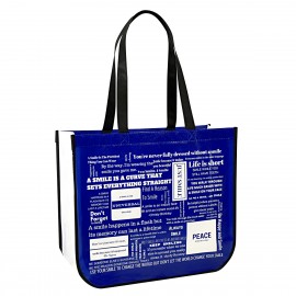 Promotional Custom Full-Color Laminated Non-Woven Lululemon Style Round Cornered Promotional Tote Bag 16"x14"x6"