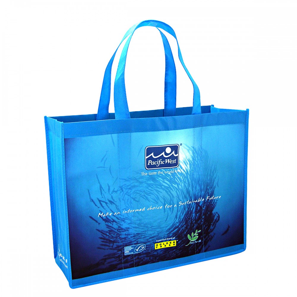 Logo Branded Custom Full-Color Laminated Non-Woven Promotional Tote Bag17"x13"x6.5"