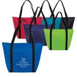 Zipper cooler tote with hot/cold interior foil lining with Logo