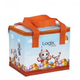 Custom Full-Color 145g Laminated Woven Insulated 6-Can Cooler Bag 8"x6.5"x6.75" with Logo  Custom Full-Color 145g Laminated Woven Insulated 6-Can Cooler Bag 8"x6.5"x6.75" with Logo