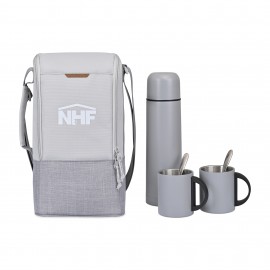 Parkview Insulated Coffee-to-Go Carry Tote - Greystone with Logo