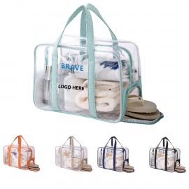 Clear Duffel Bag with Shoes Compartment with Logo