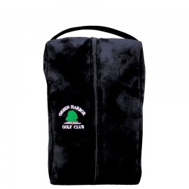 Microsuede Fur Lined Clubhouse Style Shoe Bag - Embroidered with Logo