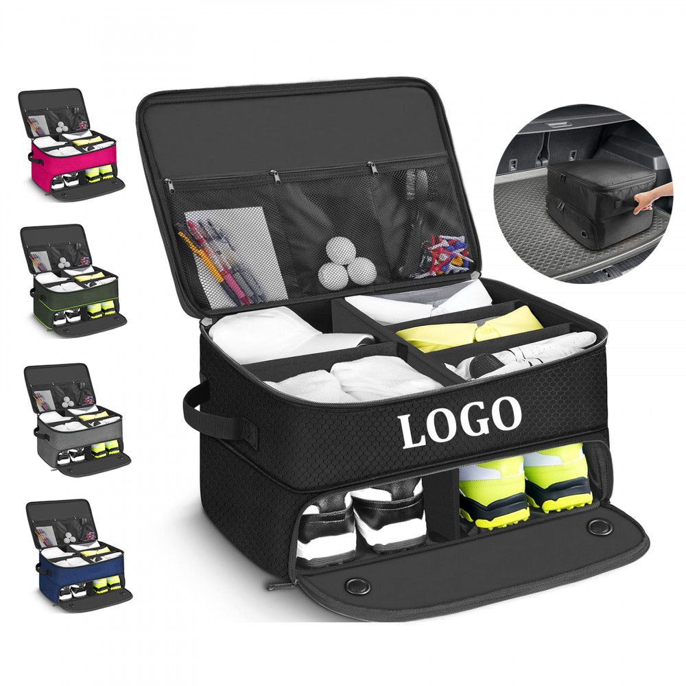 Logo Branded 2 Layer Golf Trunk Organizer Logo Branded 2 Layer Golf Trunk Organizer