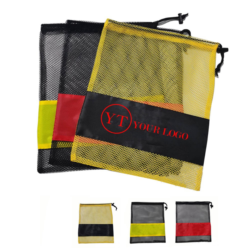 Logo Branded Portable Nylon Storage Mesh Drawstring Bag