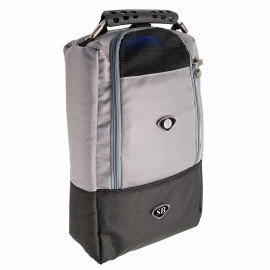 Grey Shoe Bag With Blue Interior with Logo