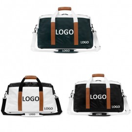 Large Capacity Water Resistant PU Leather Golf Gym Bag w/Shoes Compartment MOQ100PCS with Logo  Large Capacity Water Resistant PU Leather Golf Gym Bag w/Shoes Compartment MOQ100PCS with Logo