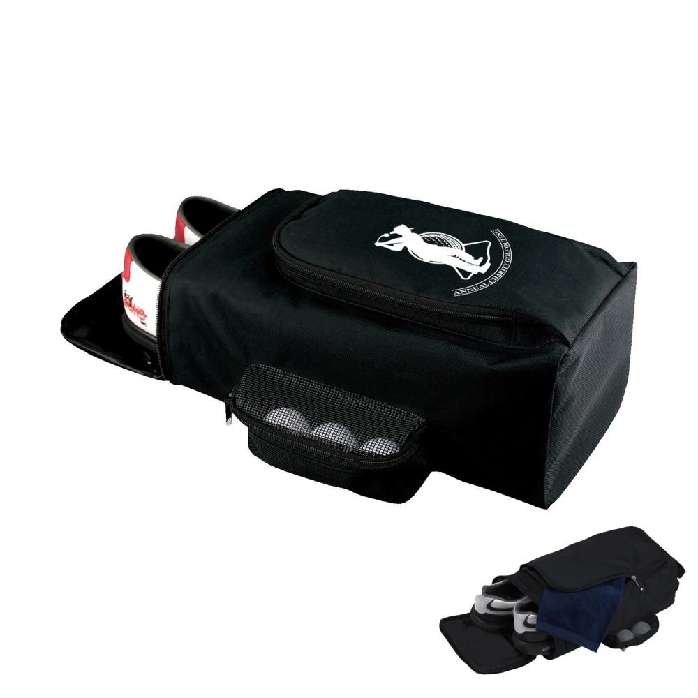 Logo Branded Golf Shoe Bag with Tees Ball Side Organizers Logo Branded Golf Shoe Bag with Tees Ball Side Organizers