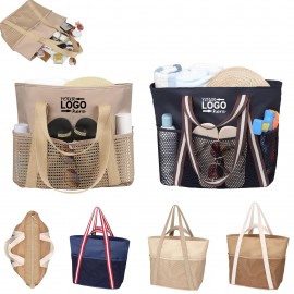 Tote Beach Bags Waterproof Sandproof With Zipper with Logo