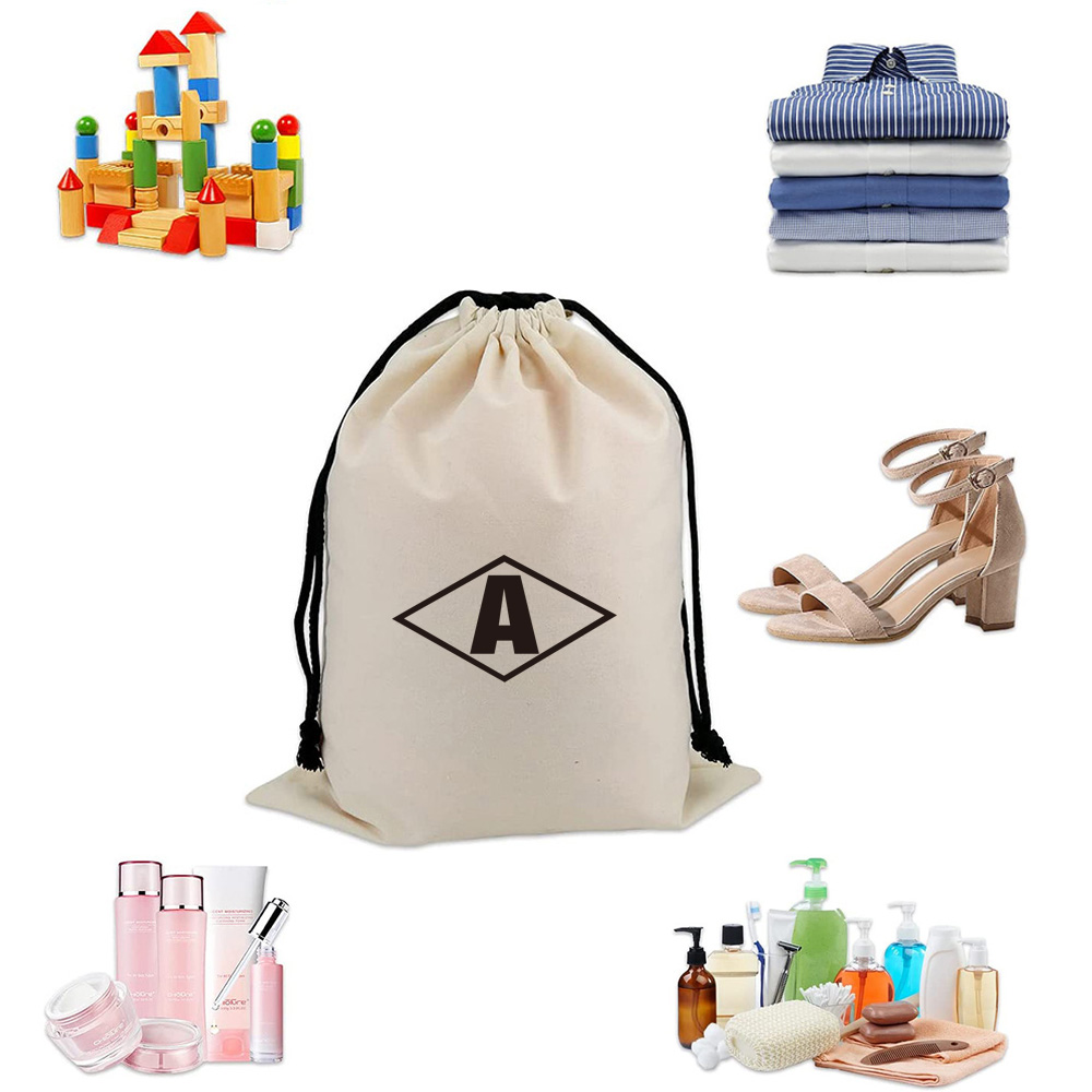 Personalized Reusable Cotton Shoe Bags with Drawstring Pouch