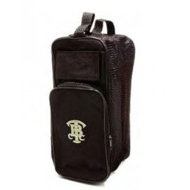 Deluxe Black Polyester Shoe Bag w/ Mesh Sides with Logo  Deluxe Black Polyester Shoe Bag w/ Mesh Sides with Logo