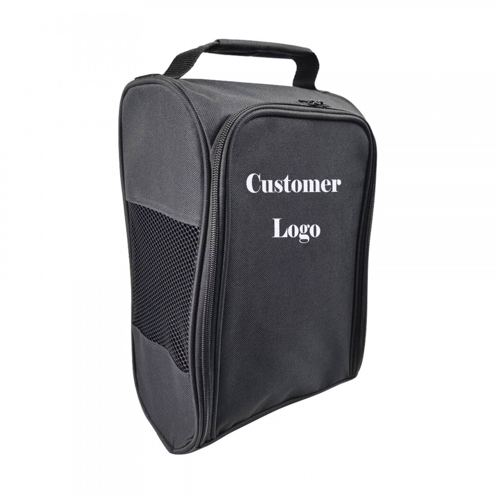 Logo Branded Mesh Vented Oxford Zipped Golf Shoes Bag