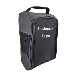 Logo Branded Mesh Vented Oxford Zipped Golf Shoes Bag