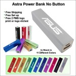 Astra No Button Power Bank - 2000 mAh - Silver with Logo