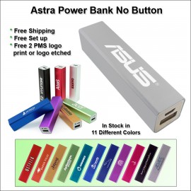 Astra No Button Power Bank - 2000 mAh - Silver with Logo