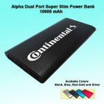 Alpha Dual Port Super Slim Power Bank 10000 mAh - Black with Logo
