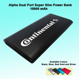 Personalized Alpha Dual Port Super Slim Power Bank 10000 mAh - Black
