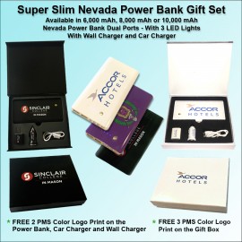Super Slim Nevada Rubberized Finish Power Bank Gift Set - 10000 mAh with Logo