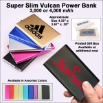 Super Slim Vulcan Power Bank 3000 mAh - Black with Logo