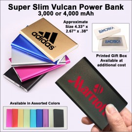 Custom Super Slim Vulcan Power Bank 3000 mAh - Black