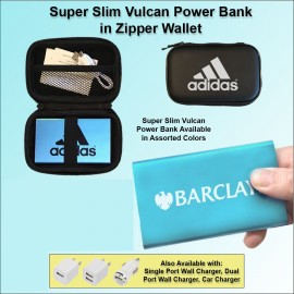 3000mAh Super Slim Vulcan Power Bank w/Zipper Wallet Gift Set - Light Blue with Logo 3000mAh Super Slim Vulcan Power Bank w/Zipper Wallet Gift Set - Light Blue with Logo