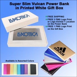 Promotional Super Slim Vulcan Power Bank in Printed White Gift Box 3000 mAh