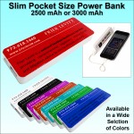Pocket Size Power Bank 3000 mAh - Red with Logo