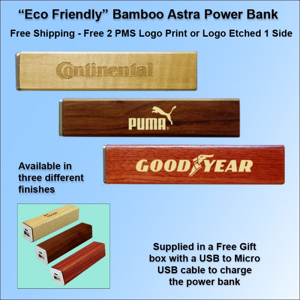 Promotional Bamboo Astra Power Bank 2000 mAh