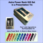 Logo Branded Astra Power Bank Gift Set in Presentation Tin 2000 mAh