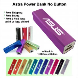 Astra No Button Power Bank - 2800 mAh - Purple with Logo  Astra No Button Power Bank - 2800 mAh - Purple with Logo