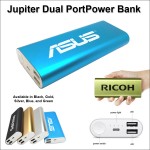 Jupiter Dual Port Power Bank 8000 mAh - Blue with Logo