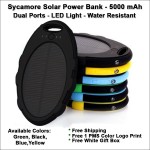 Customized Sycamore Solar Power Bank 5000 mAh - Black