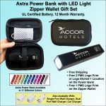 Personalized Astra Power Bank with LED Light Gift Set Zipper Wallet 2600 mAh