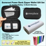 Somerset Power Bank Zipper Wallet Gift Set 4400 mAh - White with Logo